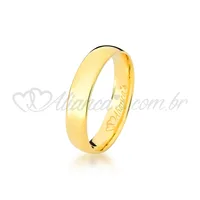 Par de alianças com brilhante em ouro 18k - Especial para noivado e casamento.