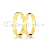 Par de alianças de casamento e noivado em ouro 18k - 750