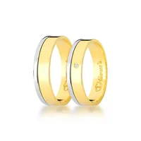 Par de alianças em ouro amarelo com ouro Branco 18k