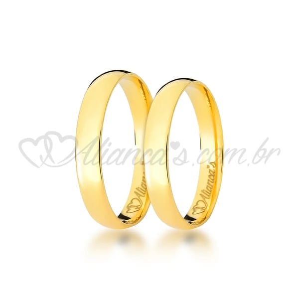 Alianças tradicionais de casamento e noivado em ouro 18k - 750