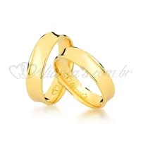 Par de alianças de casamento e noivado trabalhadas em ouro 18k - 750