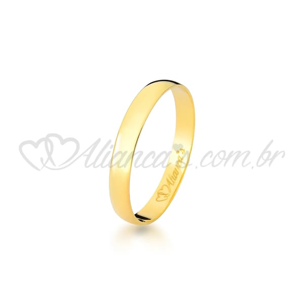 Aliança de casamento em ouro amarelo 18k - 750 - Modelo clássico  abaulado.